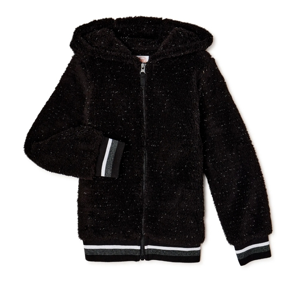 Wonder Nation Girls' Plush Zip-Front Hoodie